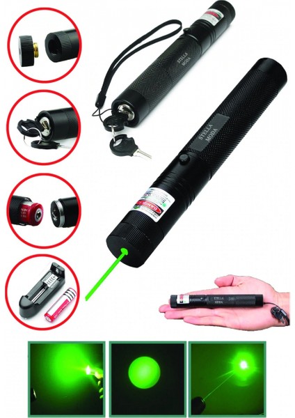 Şarjlı Yeşil Lazer Pointer 100 Mw (5324)