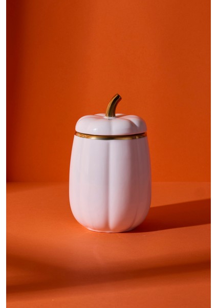 Kabak Porselen S Kapaklı Kavanoz 13X8.5 cm