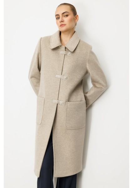 Kadın Deri Çıtçıtlı Torba Cepli Kaban 6075 Vizon modelleri