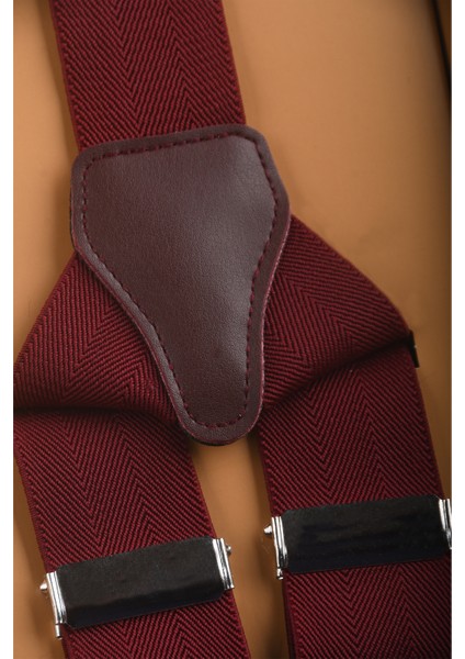 Unisex Bordo Derili Esneyebilen Lastik Ayarlanabilir Metal Klipsli Pantolon Askısı 2602025 modelleri