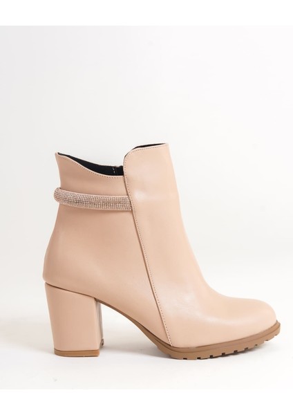 Lıa Fermuarlı Ortopedik Taban Taşlı Topuklu Kadın Bot Ctt - Ten indirimleri