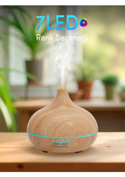 500ML Ahşap Görünümlü Aromaterapi Hava Nemlendirici - 7 Renkli Led, Sessiz Çalışma, Bpa Içerme fırsatları