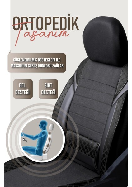 Citroen Xsara Uyumlu Yarı Deri Oto Koltuk Kılıfı Ön/arka Set Neta Seri Siyah indirimleri