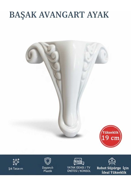 Başak 19 cm (4 Adet) Avangart Koltuk Yatak Odası Tv Ünitesi Konsol Genç ve Çocuk Odası Ayağı Beyaz fiyatları