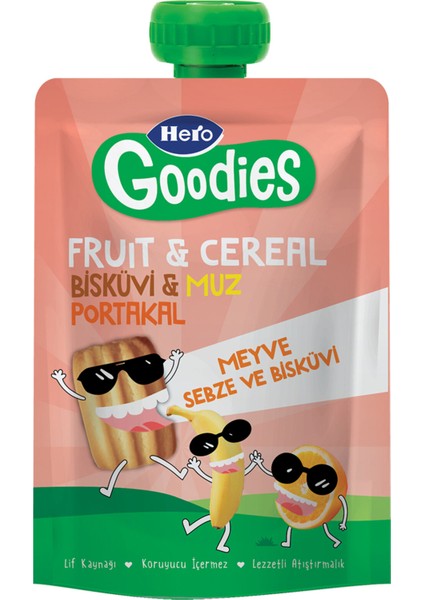 Goodies Bisküvi - Muz - Portakal Pouch 100 G 3 Adet