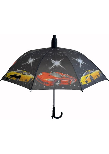 Katlanabilen Koruma Kılıflı Bardaklı Düdüklü 70 Cm! Siyah Erkek Çocuk Şemsiyesi