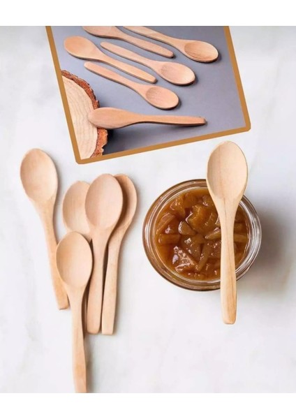 Ahşap Baharat Kaşığı, Tatlı Kaşığı 6'lı 12 cm
