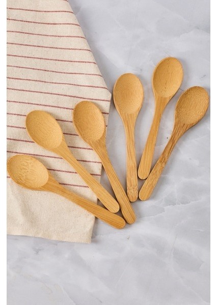 Ahşap Baharat Kaşığı, Tatlı Kaşığı 6'lı 12 cm modelleri