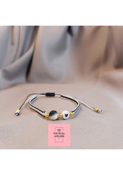 Beşiktaş Kalpli Top Boncuklu Taraftar Makrome Bileklik – El Yapımı Siyah Beyaz Unisex Hediyelik Takı - Beşiktaş Bileklik - Makrome Bileklik - Siyah Beyaz Taraftar Bileklik modelleri