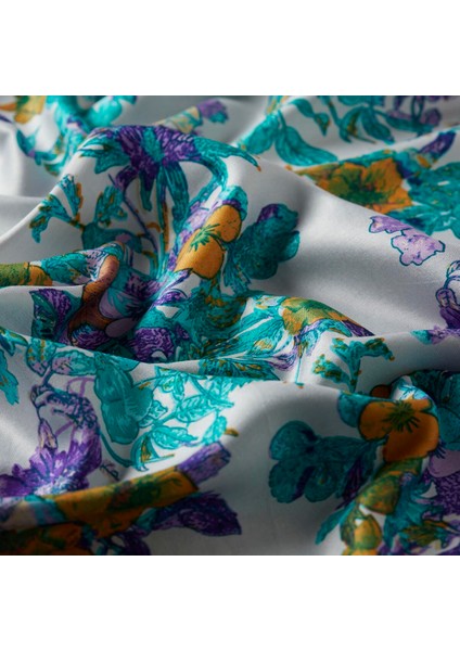 Ipekevi Desenli Ipek Şal - Hercai Menekşe Desenli - Buz Mavisi modelleri