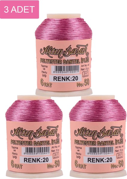 3 Adet Altınbaşak Oya ve Dantel Ipi 20 gr - Royaleks - No: 020