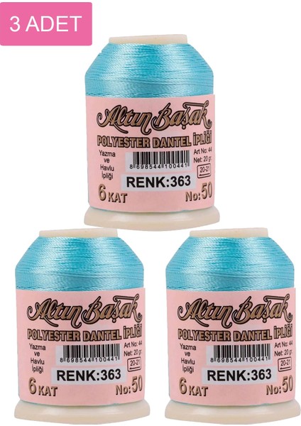 3 Adet Altınbaşak Oya ve Dantel Ipi 20 gr - Royaleks - No: 363