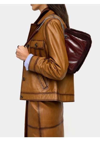 Suni Kürk Kenarlı Omuz Çantası fiyatları