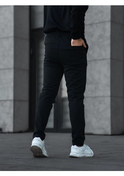 Erkek Diagonel Mikro Dokulu Cepli Pantolon - Siyah modelleri