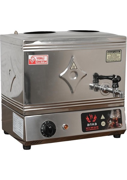 Paslanmaz Eko Elektrikli Çay Kazanı 3 Demlikli 34 Litre