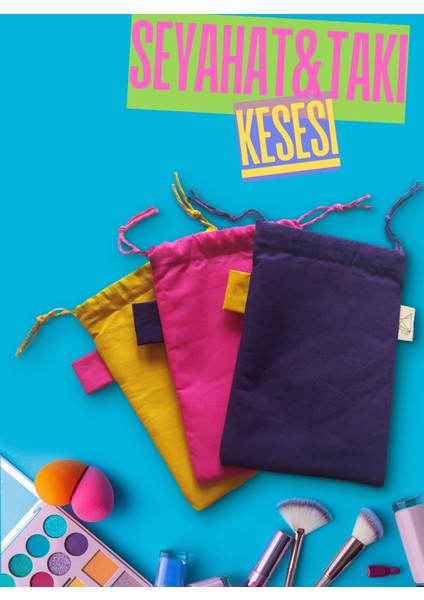 Takı Kesesi Pembe Seyahat Makyaj Çok Amaçlı Çanta 12.5X18CM modelleri