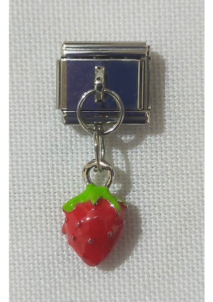 Strawberry - Çilek Charm - Italyan Bileklik Uyumlu Paslanmaz Çelik Figürlü Charm