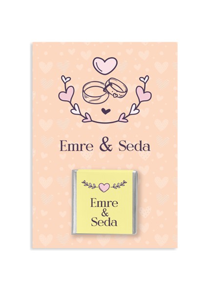 Düğün, Söz, Nişan Hediye Hatıra Özelleştirilebilir Çikolata Kart Seti - 20 Adet
