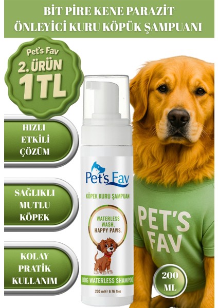 Köpek Bit Pire Kene ve Parazit Önleyici Kuru Köpük Şampuanı