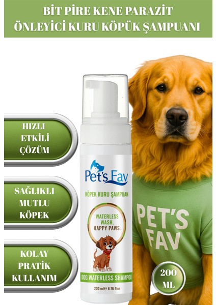 Köpek Bit Pire Kene ve Parazit Önleyici Kuru Köpük Şampuanı