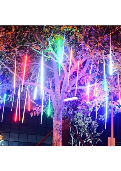 8 Adet Renkli Meteor LED Işık – Ağaç ve Bahçe Süsleme Lambası – Dekoratif Işık Zinciri