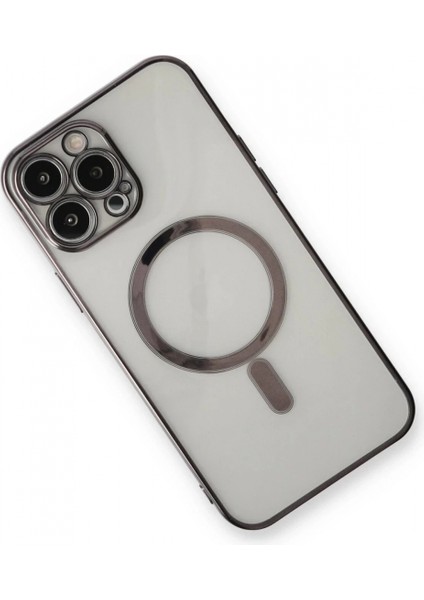 iPhone 13 Pro Max Kılıf Magneticsafe Lazer Silikon - Siyah modelleri