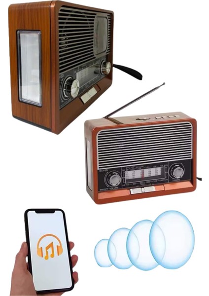 Saatli Fenerli Bluetooth Nostaljik Radyo Aux Sd USB Girişli Bluetooth Hoparlör - N510J080-M97510 fiyatları