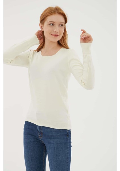 Esnek U Yaka Kazak Ekru fiyatları