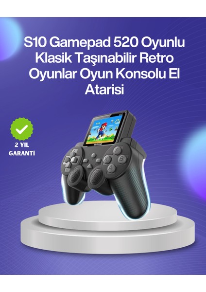 500 Oyunlu Nostaljik El Tipi Oyun Konsolu, Taşınabilir Şarjlı Cihaz, Renkli Ekran ve Tv Destekli