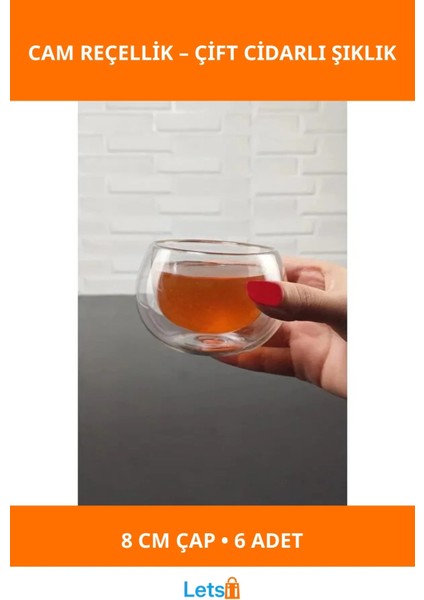 Çift Cidarlı Borosilikat Cam Reçellik 6 Adet