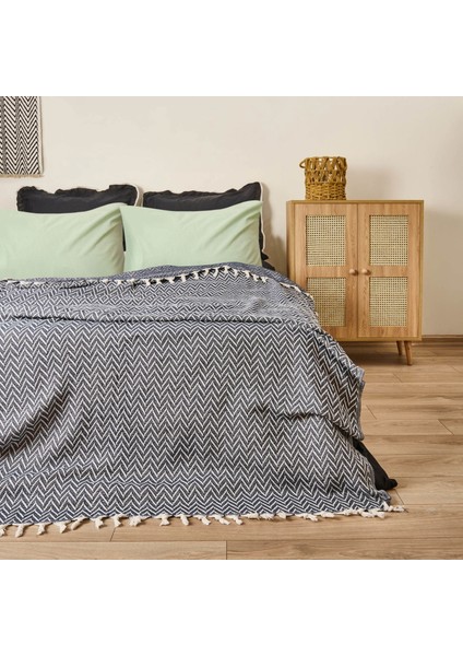 Soft Wicker Çift Kişilik Yatak Örtüsü - Indigo - 200X230 cm