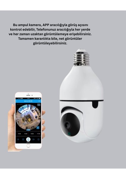 Tam Karanlıkta Görüntüleme Sağlayan 1080P Ampul Güvenlik Kamerası - T786G756-Z68786 modelleri