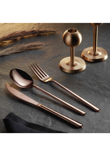 Lotus Titanyum Mat Rose Gold 72 Parça Çatal Kaşık Bıçak Takımı 304 - 18/10 Paslanmaz Çelik 4mm fiyatları