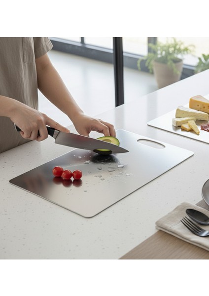 Arsel Paslanmaz Çelik Kesme Tahtası 304 - 18/10 Malzeme 25X37 cm