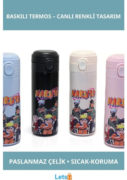 Naruto Temalı Paslanmaz Çelik Anime Baskılı Termos Sızdırmaz 500ML