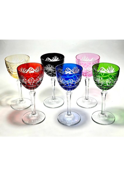 El Yapımı Kristal Star Rengarenk Dekoratif Sunumluk Kadeh Seti 6'lı fırsatları