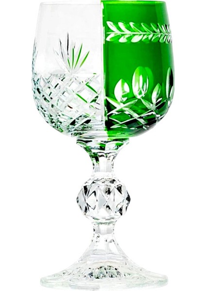 El Yapımı Kristal Bohemia Yeşil Çift Renk Dekoratif Sunumluk Ayaklı Kadeh Kahve Yanı Su Bardağı modelleri