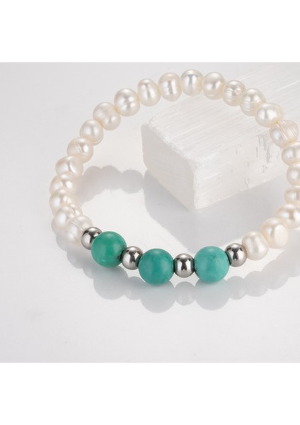 Gerçek Inci Turkuaz Taşı Bileklik MKT.1.10001.1 modelleri