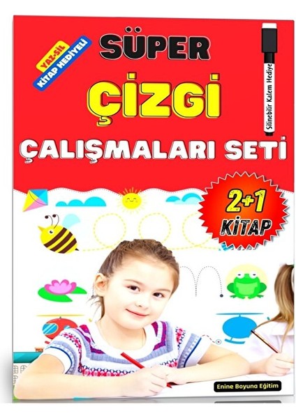 Okul Öncesi Süper Çizgi Çalışmaları Seti (Yaz-Sil Çizgi Çalışmaları Kitabı Hediye)