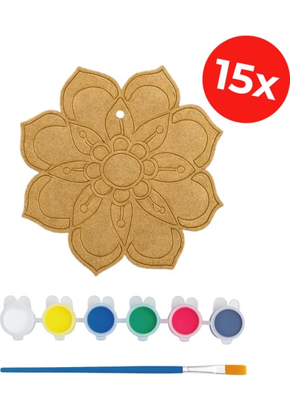 Ahşap Mandala Tasarım Kit - Mandala Boyama Toplu Etkinlik - 15'li Set