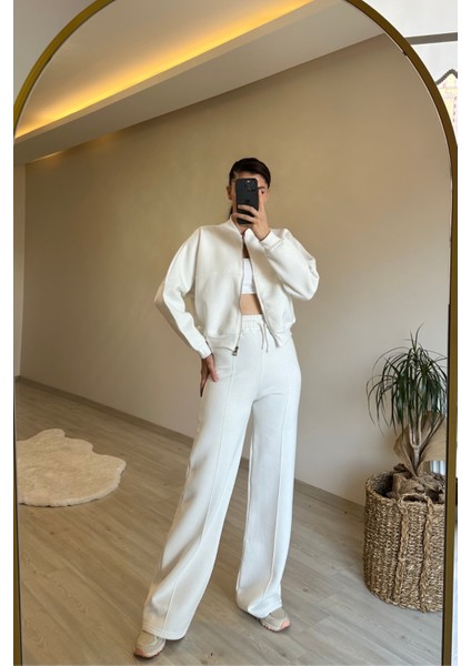 Kadın Fermuarlı Oversize Sweat ve Yüksek Bel Eşofman Takımı NM018