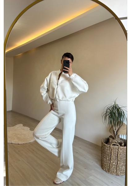 Kadın Fermuarlı Oversize Sweat ve Yüksek Bel Eşofman Takımı NM018 fiyatları