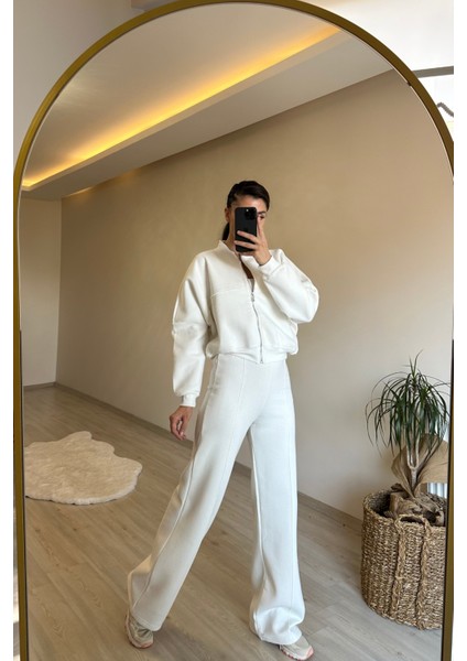 Kadın Fermuarlı Oversize Sweat ve Yüksek Bel Eşofman Takımı NM018 modelleri