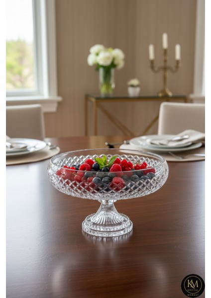 28CM Karizma Ayaklı Meyvelik Sunumluk Lüks Kesme Kristal