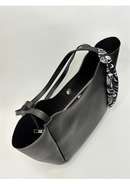 Elena Siyah Mat Fermuar Detaylı Kadın Omuz Çantası modelleri