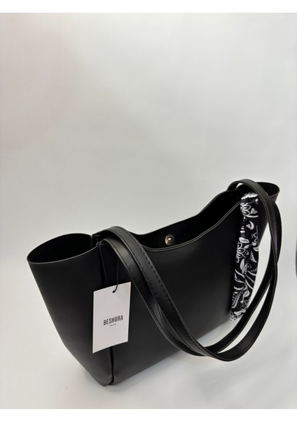 Elena Siyah Mat Fermuar Detaylı Kadın Omuz Çantası