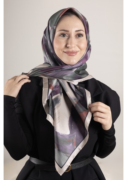 Dijital Kristal Desenli Eşarp 95x95 – Pastel Desen-2