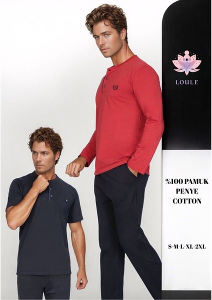 Erkek %100 Pamuk Penye 4'lü Yazlık & Kışlık Pijama Takımı L1.ANC.801.01