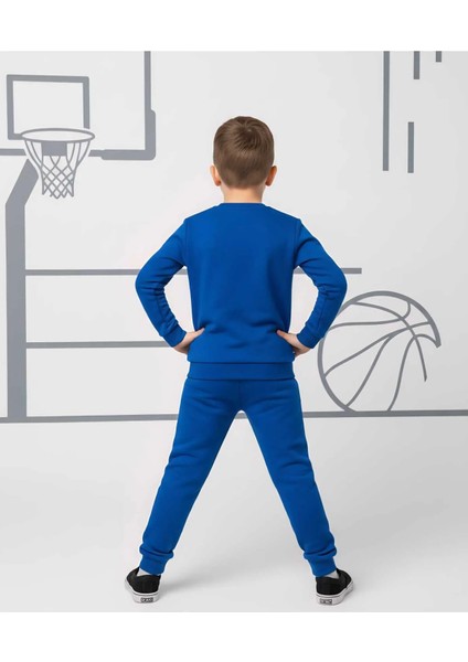 Erkek Çocuk Sportif Baskılı Saks Mavisi Eşofman Takımı fiyatları