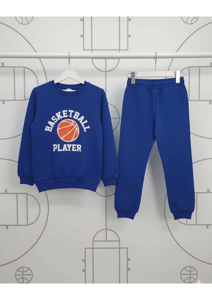 Erkek Çocuk Sportif Baskılı Saks Mavisi Eşofman Takımı modelleri
